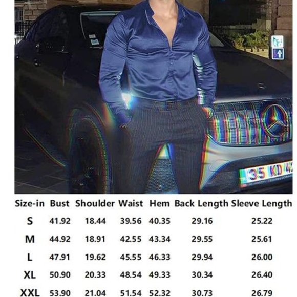 NEW Men's Luxury Navy Blue Silk Shirt - Picture 5 of 5